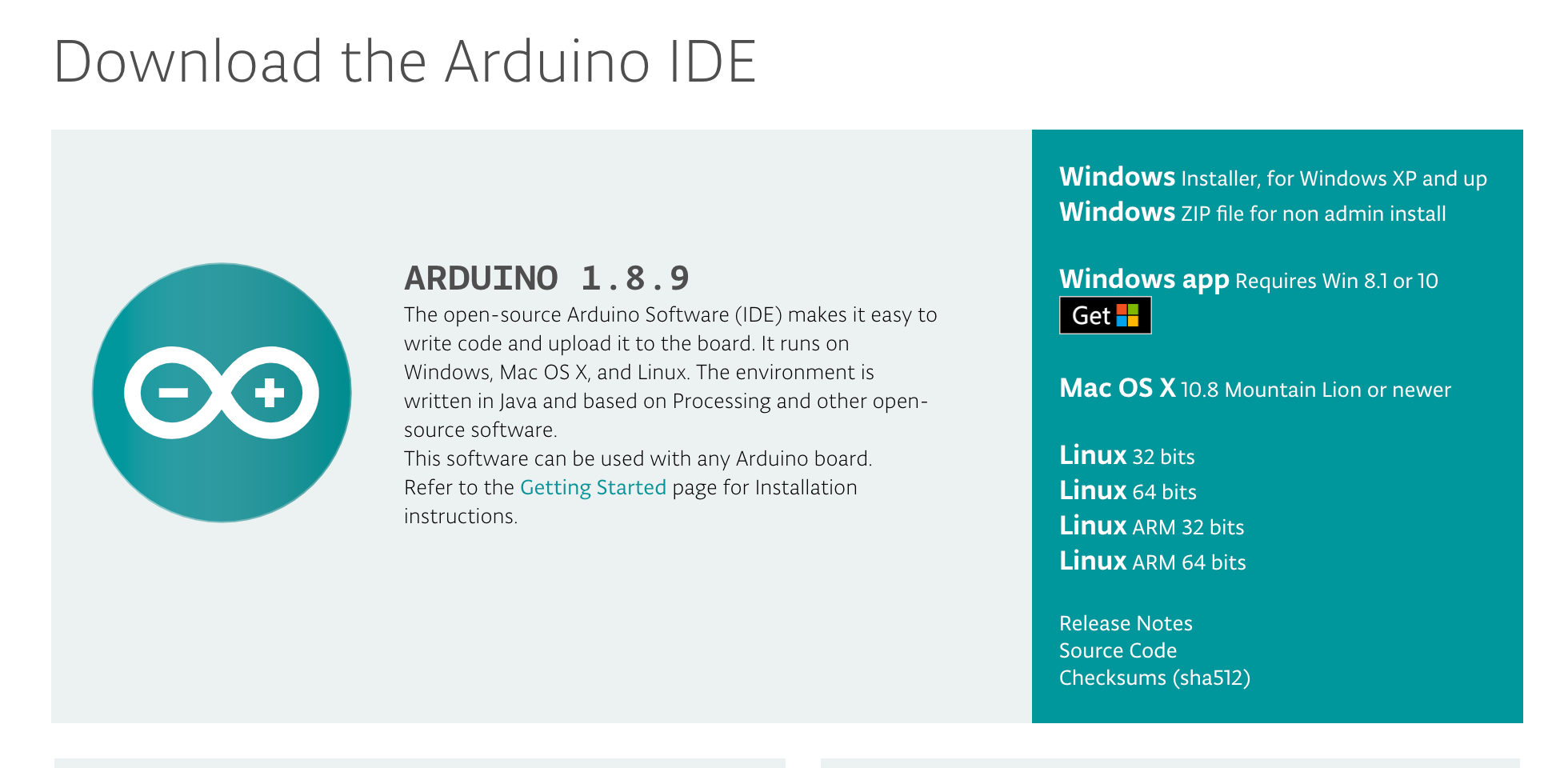 a screenshot of Arduino download screen